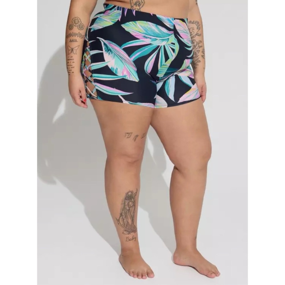 🆕🍃 High-Rise Strappy Side 3.5 Inch Swim Short 1 1X 14 16 NWT Torrid New!